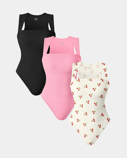 Melly Square Neck Sleeveless Bodysuits