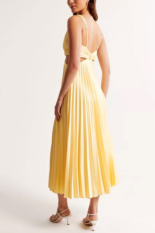 Gabriella™ | V-Neck Cut-Out Pleated Maxi Dress