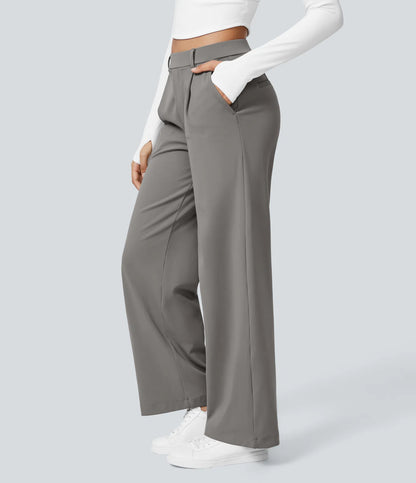 High Waisted Pocket Straight Leg Work Pants